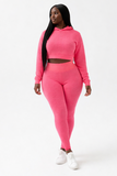 Pink Crop Top Waffle Set